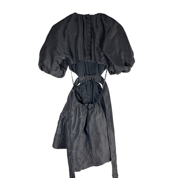 AJE Black Onyx Mimosa Cutout Mini Linen Blend Dress Size AU 6  US 2 XS - Picture 3 of 14